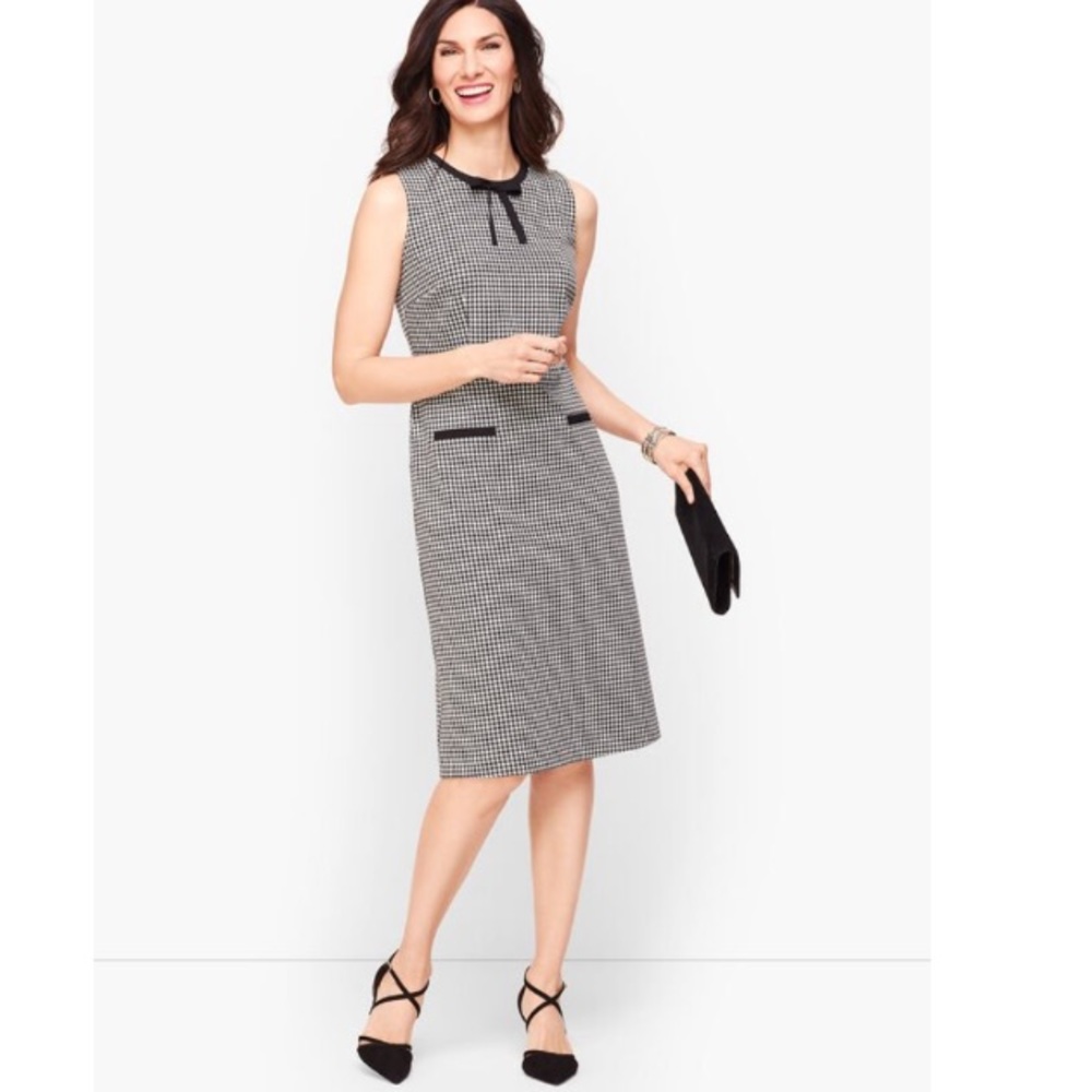 🖤TALBOTS🖤 TIPPED TIE NECK DRESS - HOUNDSTOOTH🖤